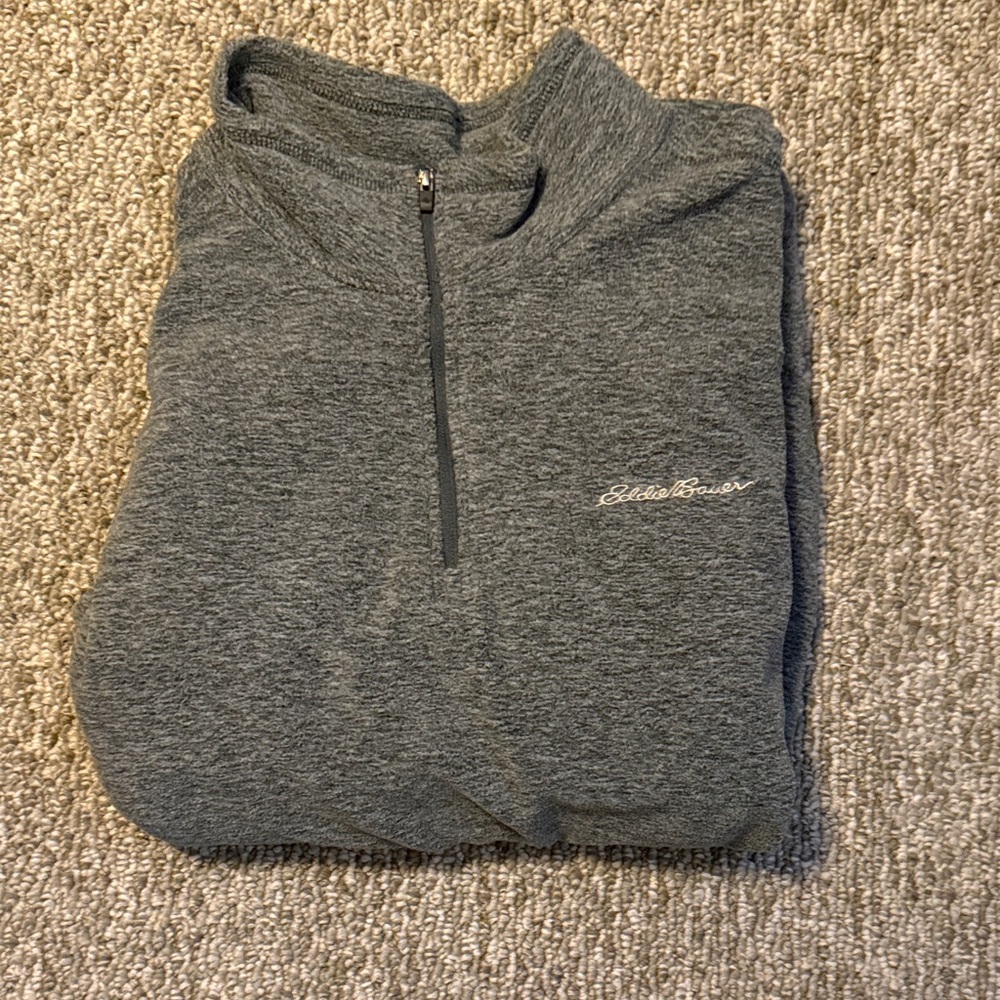 Eddie Bauer Men's Heather Gray Zip-Up Sweater